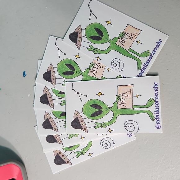 Custom Order @adnilasorzevahc Alien Doodle Business Thank You Cards 50pk - Picture 5 of 11